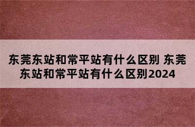 东莞东站和常平站有什么区别 东莞东站和常平站有什么区别2024